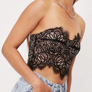 Nasty Gal Petite Strapless Lace Cropped Corset Top